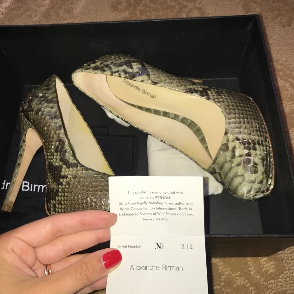 Alexandre Birman Authentic Python Olive Pumps - image 8